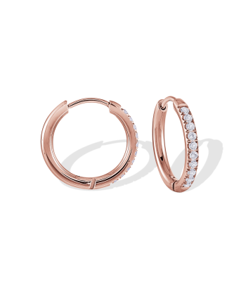 Italgem Stainless Steel CZ Huggie Hoop Earrings: Rose shop