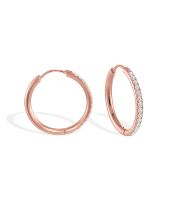 Italgem Stainless Steel CZ Huggie Hoop Earrings: Rose Comparez et commandez 