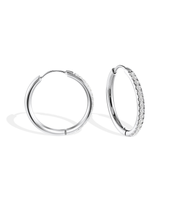 Italgem Stainless Steel CZ Huggie Hoop Earrings: Silver acheter en ligne