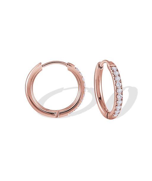 Italgem Stainless Steel CZ Huggie Hoop Earrings: Rose votre