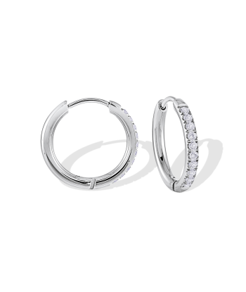 Italgem Stainless Steel CZ Huggie Hoop Earrings: Silver la livraison gratuite