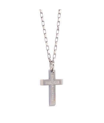 Italgem Steel CZ Men's Cross Necklace prix