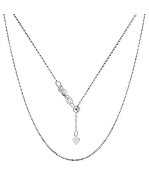 10KT White Gold 0.7mm Adjustable Box Chain les ligaments