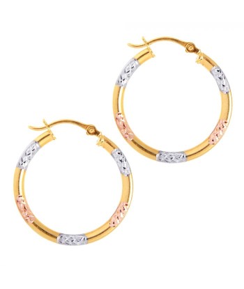 10KT Tri-Colour Gold Diamond Cut Hoops À commander