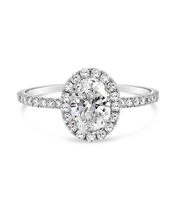 1.25CTW Lab Grown Oval Halo Engagement Ring en ligne