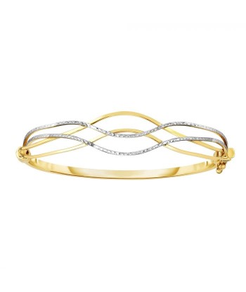 Two Tone Gold Wave Bangle de pas cher