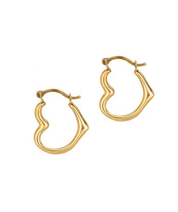 10K Yellow Gold Heart Hoop Earrings en ligne