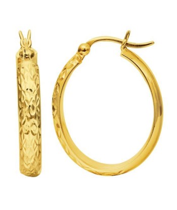 Diamond Cut Oval Hoops: Yellow Gold prix