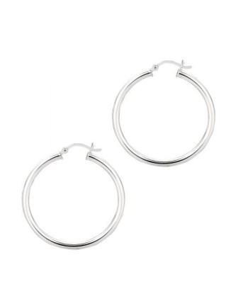 Sterling Silver Polished Hoop Earrings with Hinged Clasp Profitez des Offres !