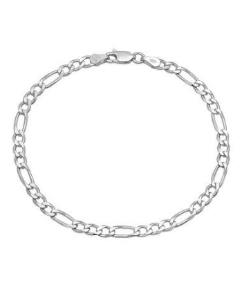 7mm Men's Sterling Silver Flat Figaro Chain Bracelet Les magasins à Paris