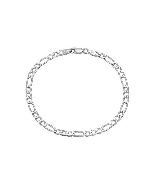 7mm Men's Sterling Silver Flat Figaro Chain Bracelet Les magasins à Paris