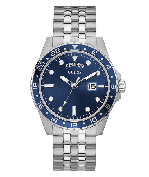 Guess Men's Watch: Silver/Blue les ligaments