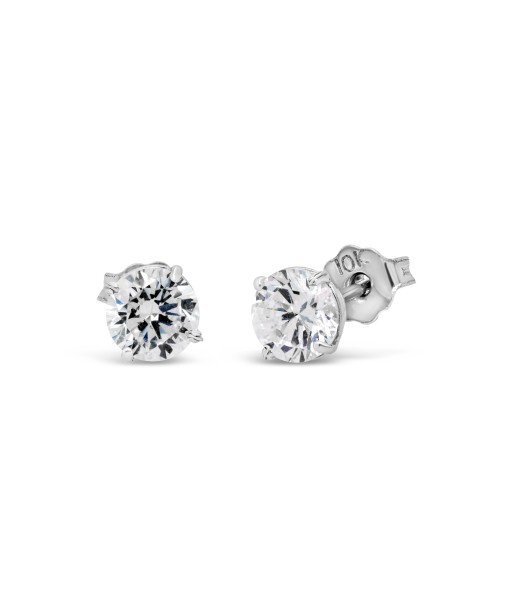 10k White Gold CZ Round Stud Earrings les ligaments