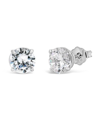 10k White Gold CZ Round Stud Earrings Economisez 