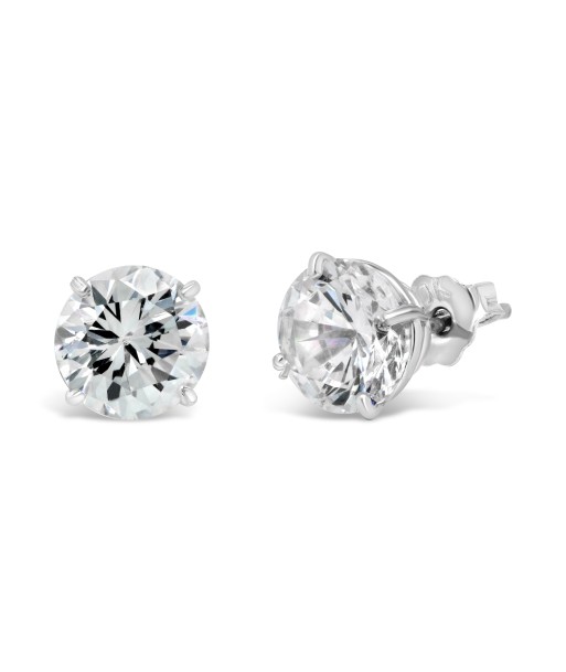 10k White Gold CZ Round Stud Earrings 2024