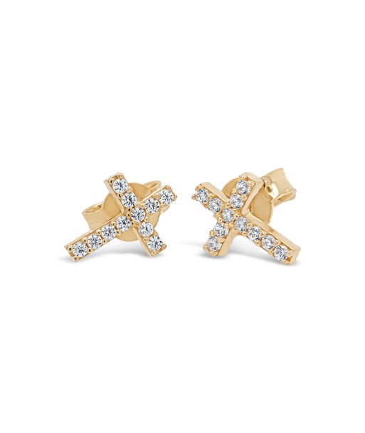 10k Yellow Gold CZ Cross Earrings offre 