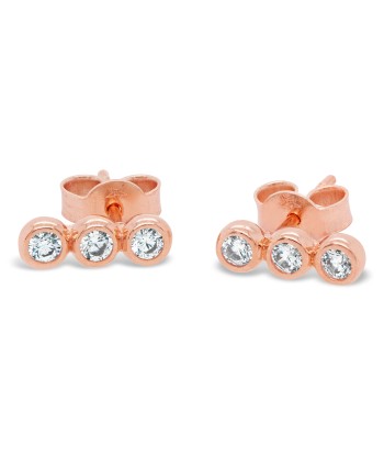 3 Circle CZ Earrings: Rose Gold Pour