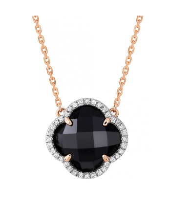 COLLIER VICTORIA ONYX + DIAMANTS OR ROSE acheter