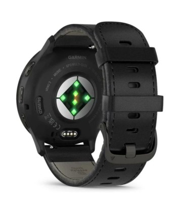 MONTRE CONNECTEE GARMIN Venu® 3 boîtier noir et bracelet en cuir noir chez Cornerstreet bien 