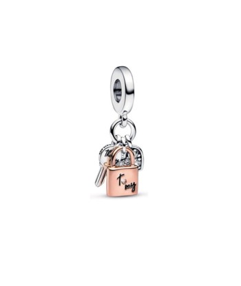 Charm Pandora Pendant Triple Clé, Cadenas & Cœur Bicolore livraison gratuite