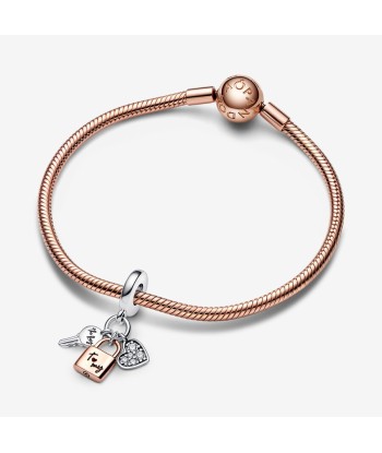 Charm Pandora Pendant Triple Clé, Cadenas & Cœur Bicolore livraison gratuite