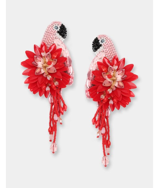 Boucles d'oreilles Olivia Dar Parrot Red/Pink brillant des détails fins