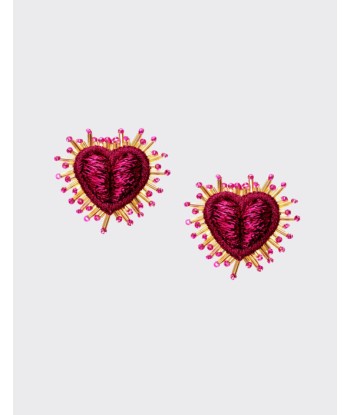 Boucles d'oreilles Olivia Dar Sparkle Heart Small Fuchsia le des métaux précieux