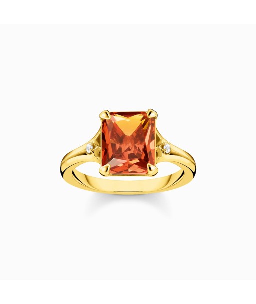 BAGUE THOMAS SABO PIERRE ORANGE DORE Profitez des Offres !